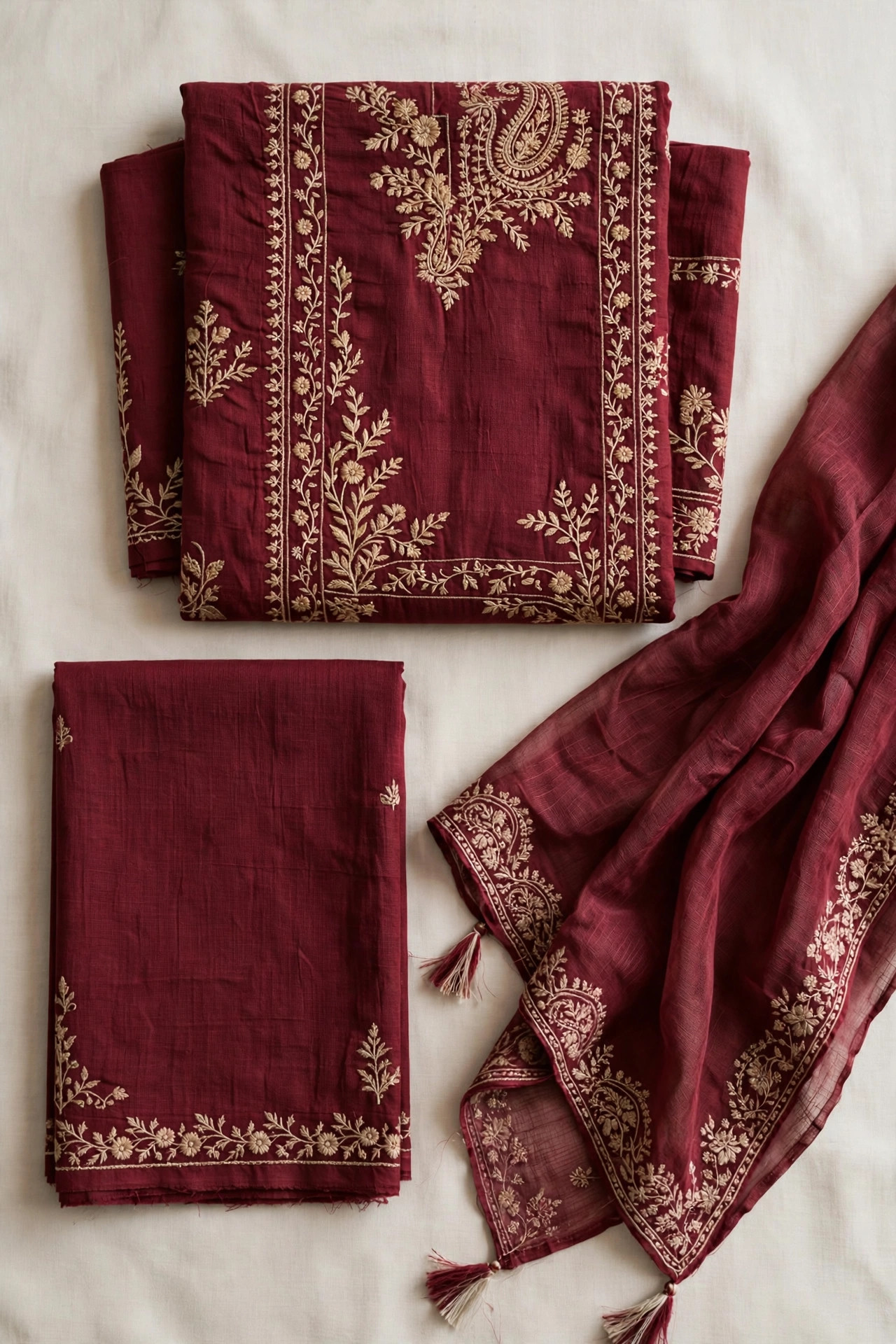 EMBROIDERED COTTON KARANDI 3 PCS (UNSTITCHED)